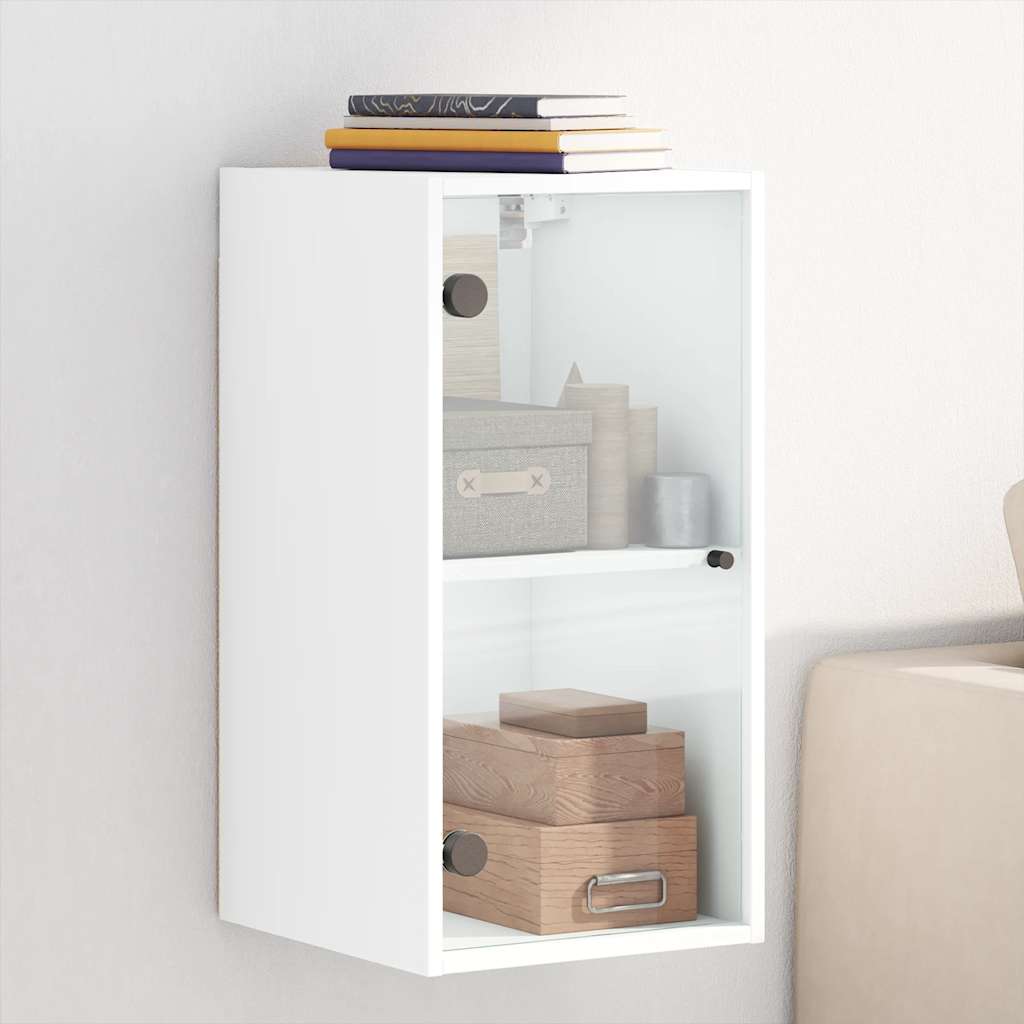 E-shop vidaXL Bočná skrinka so sklenenými dvierkami biela 35x37x68,5 cm