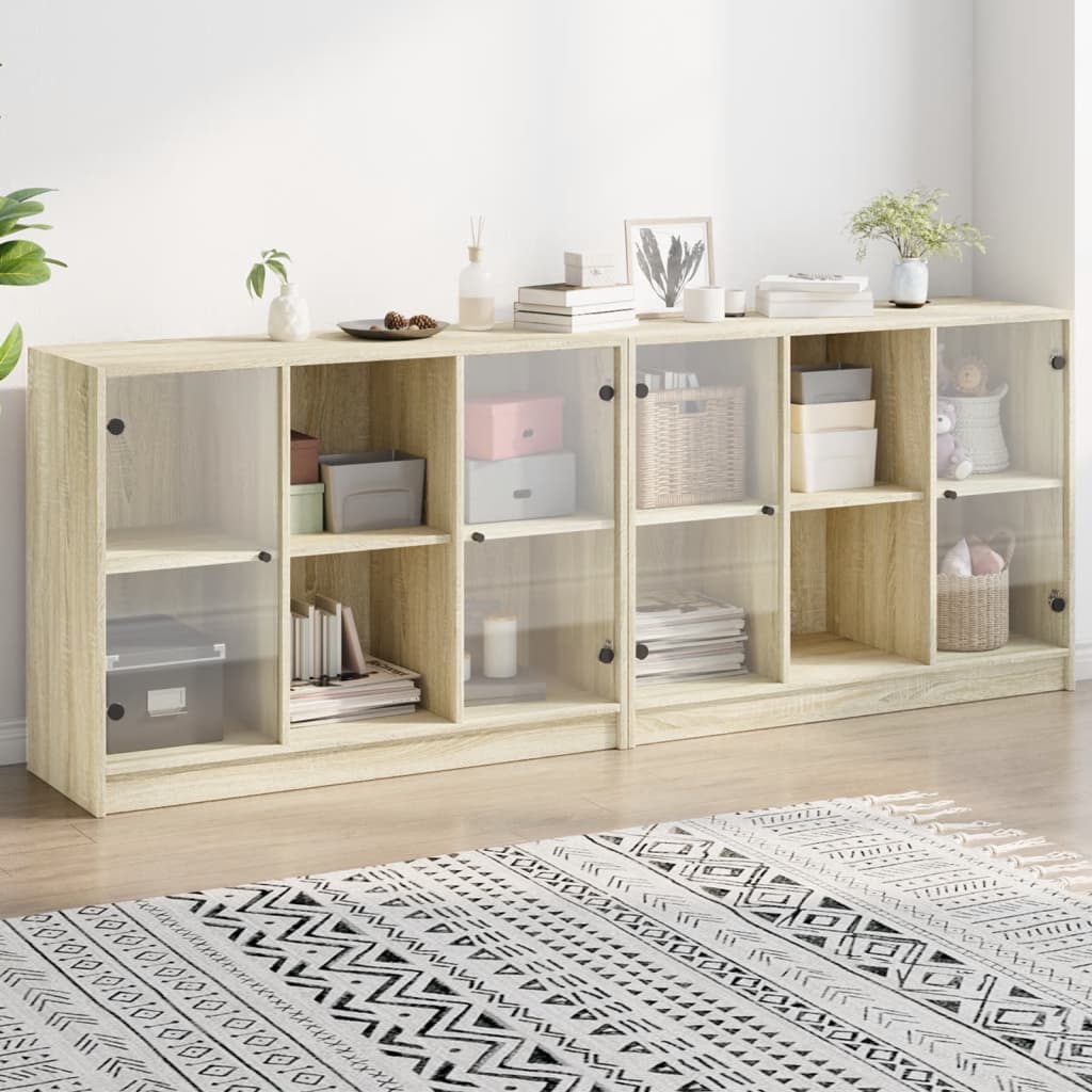 E-shop vidaXL Knižnica s dvierkami dub sonoma 204x37x75 cm kompozitné drevo