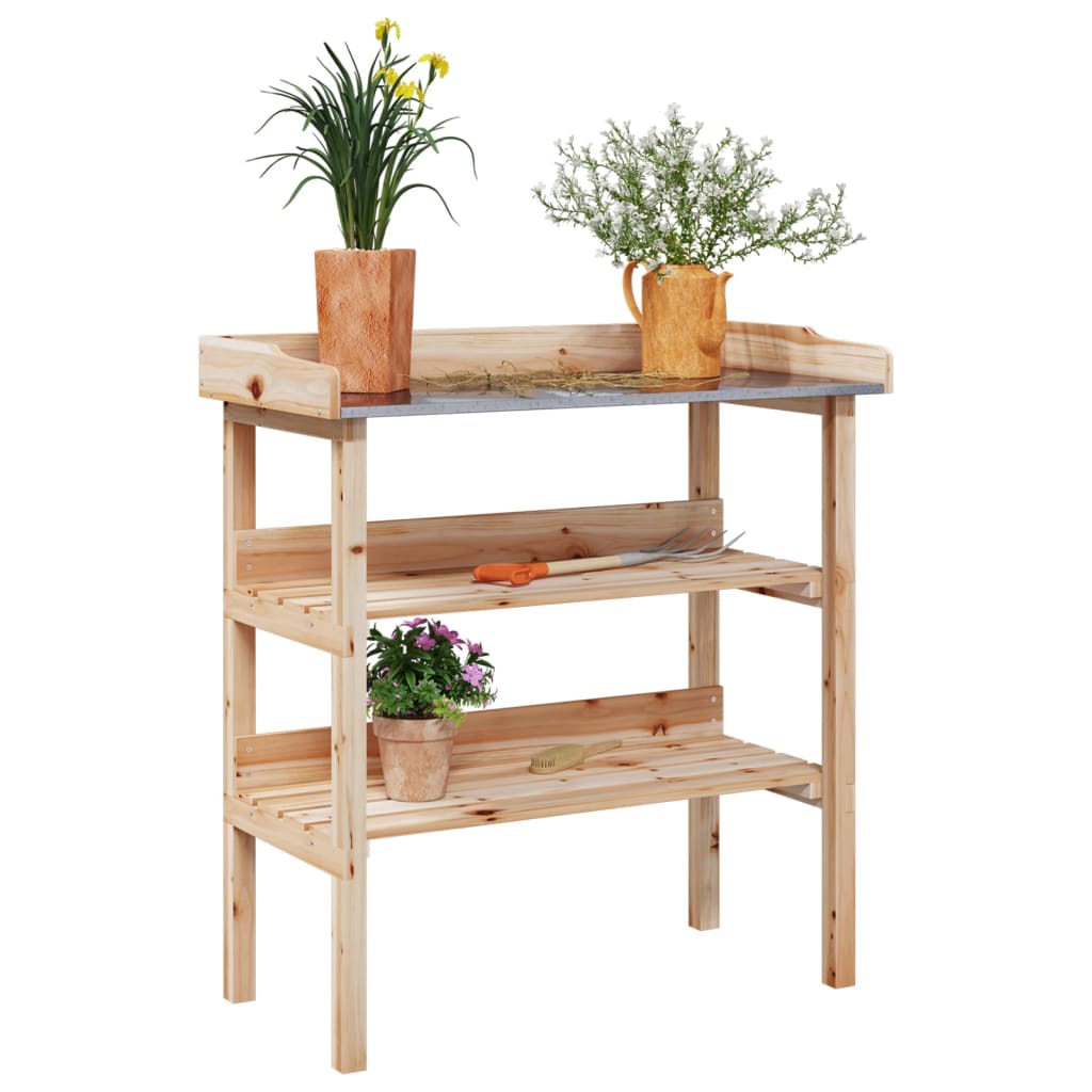 E-shop vidaXL Stôl na rastliny s policami 78x38x82,5 cm masívna jedľa