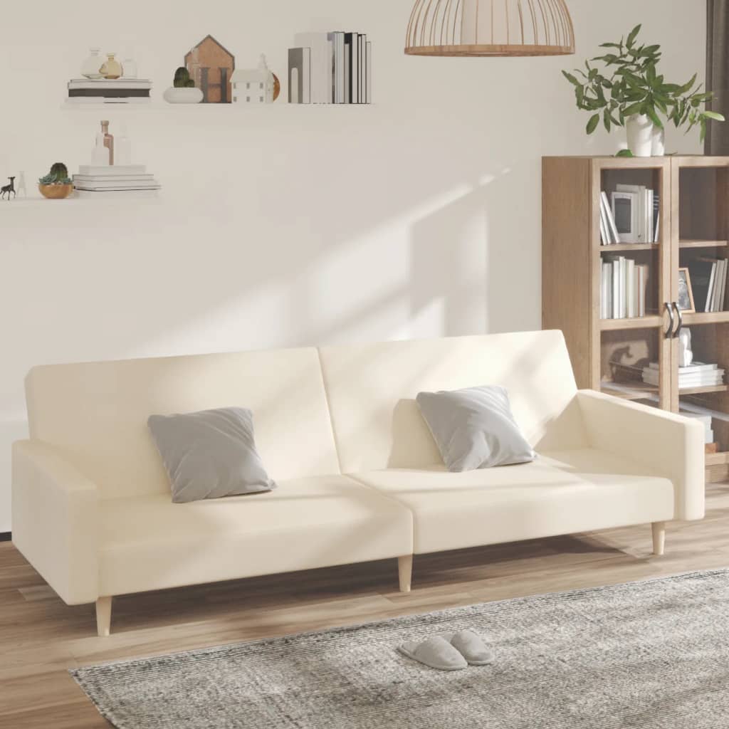 E-shop vidaXL 2-miestna rozkladacia pohovka, krémová, látka