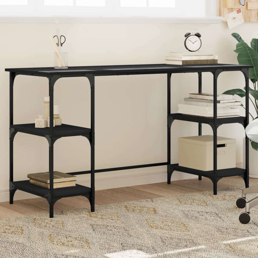 E-shop vidaXL Stôl čierny 140x50x75 cm kov a kompozitné drevo