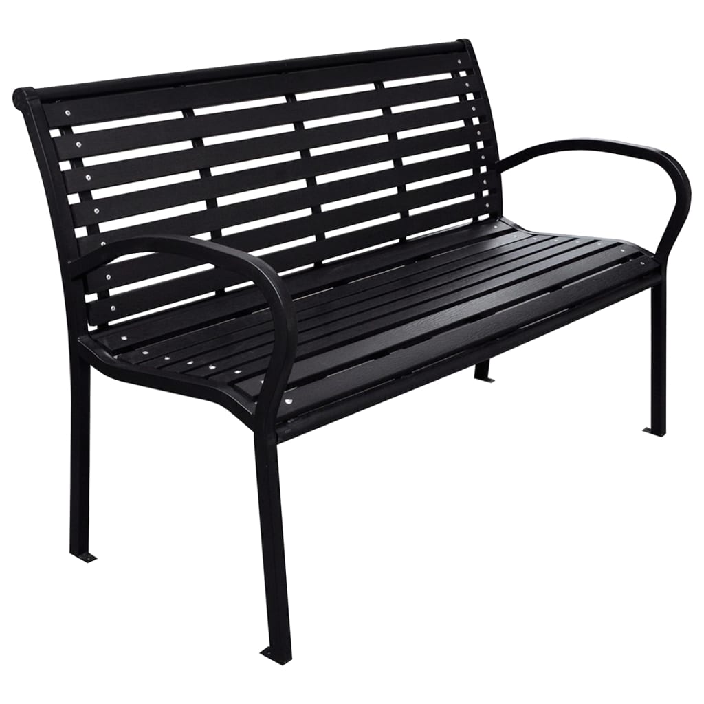 E-shop vidaXL Záhradná lavička čierna 116 cm oceľ a WPC