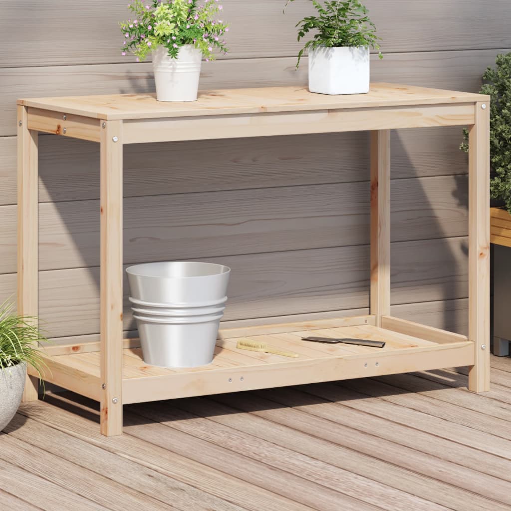 E-shop vidaXL Stôl na presádzanie s policou 108x50x75 cm masívna borovica