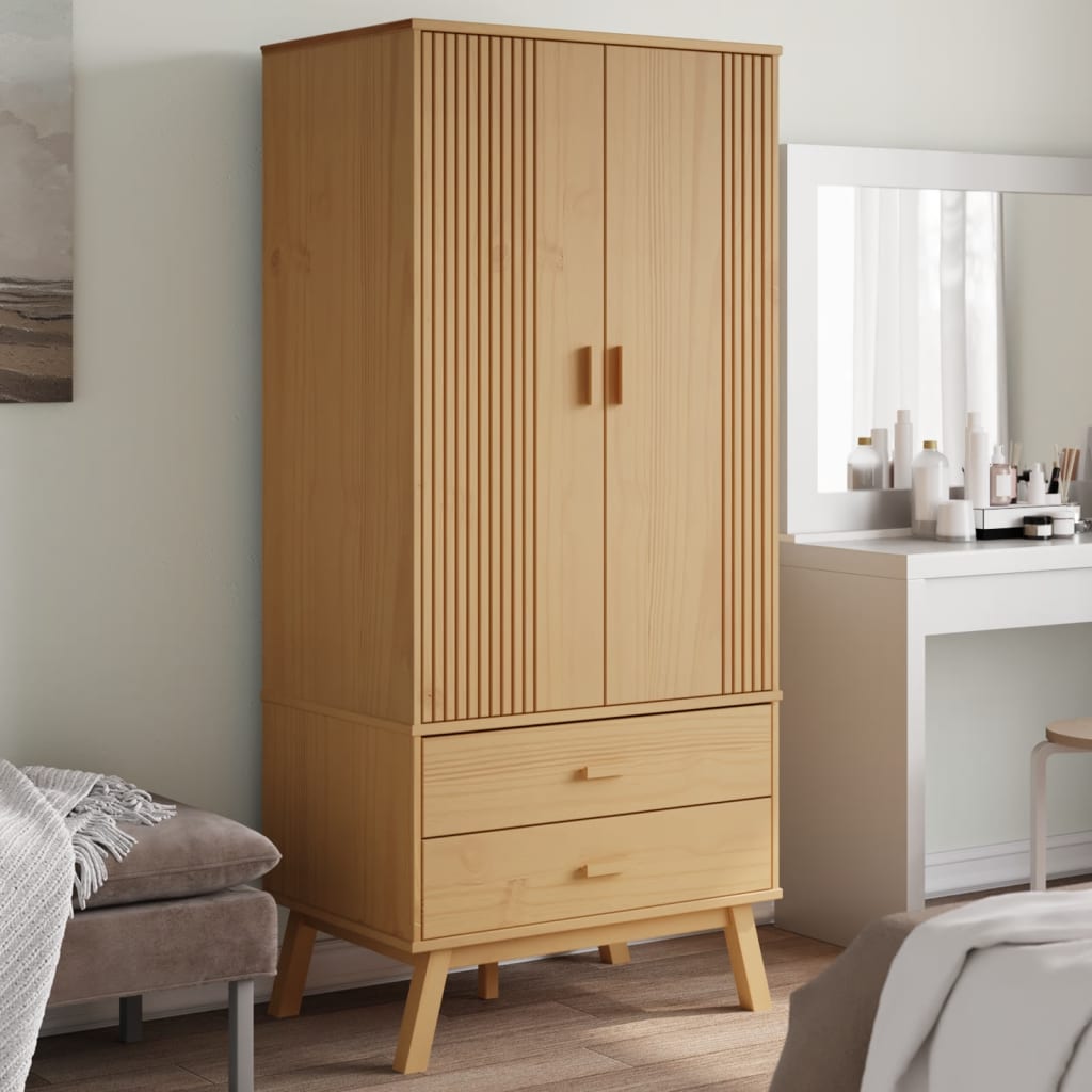 E-shop vidaXL Šatník OLDEN, hnedý 76,5x53x172 cm, borovicový masív