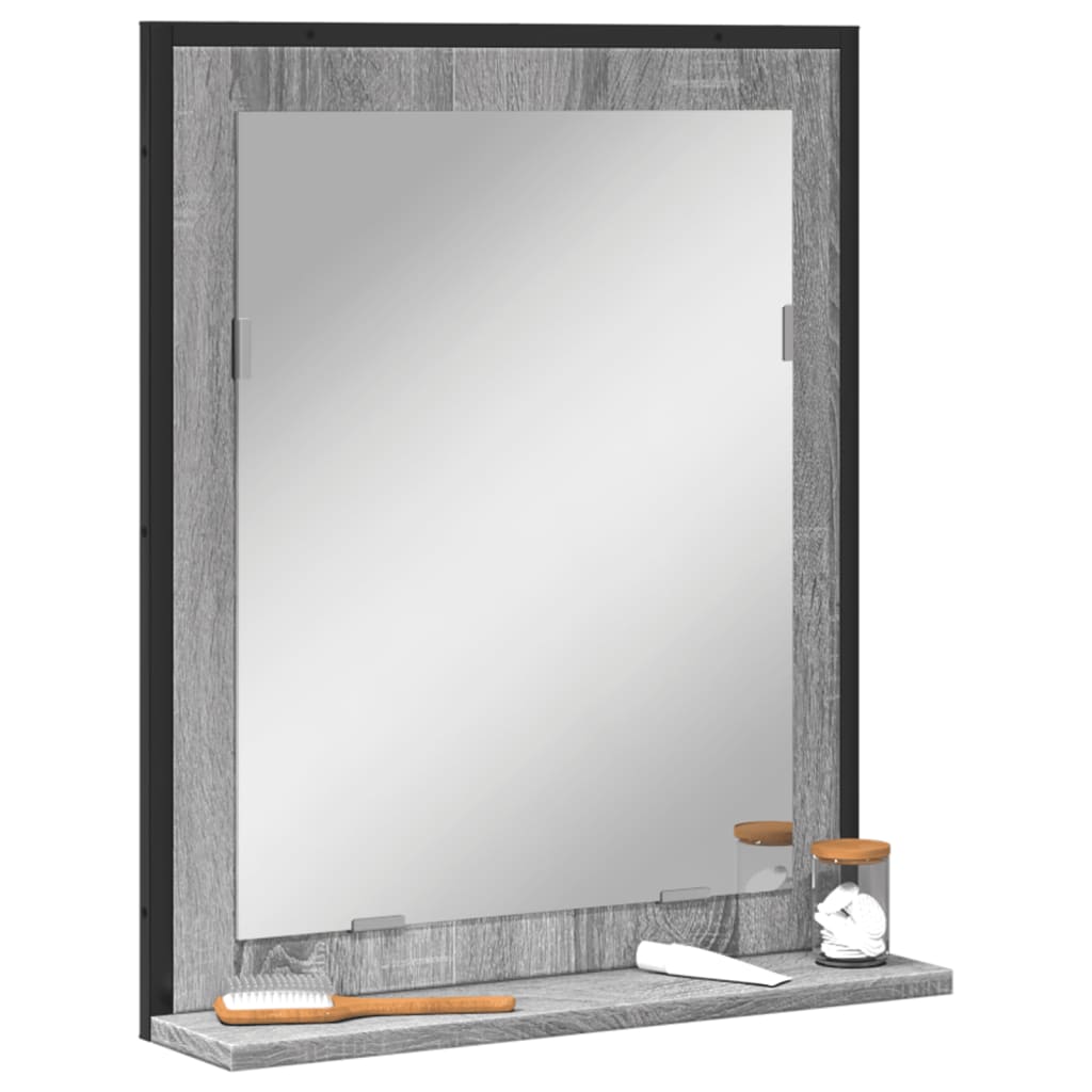 E-shop vidaXL Kúpeľňové zrkadlo a polica sivá sonoma 50x12x60cm kompoz. drevo