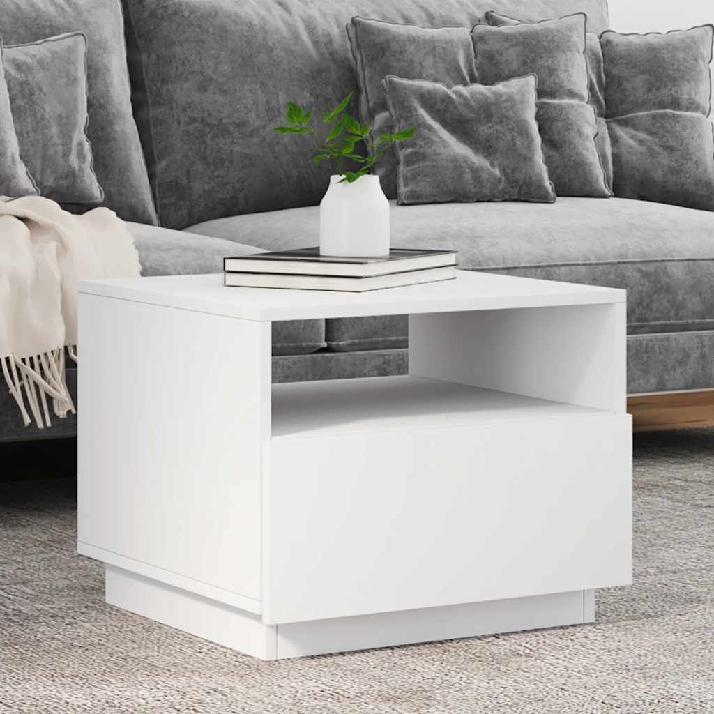E-shop vidaXL Konferenčný stolík s LED svetlami biely 50x49x40 cm