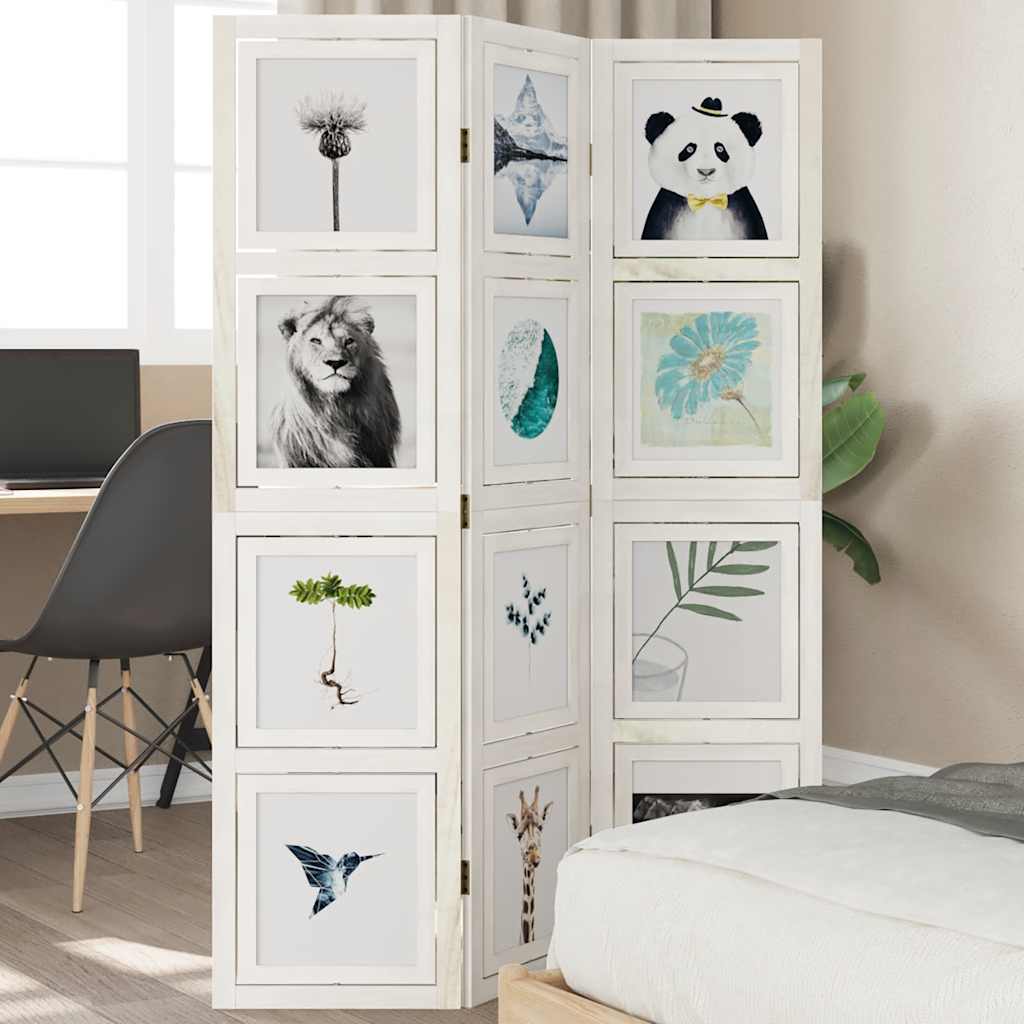 E-shop vidaXL Paraván 3 panely biely masívne drevo paulovnie