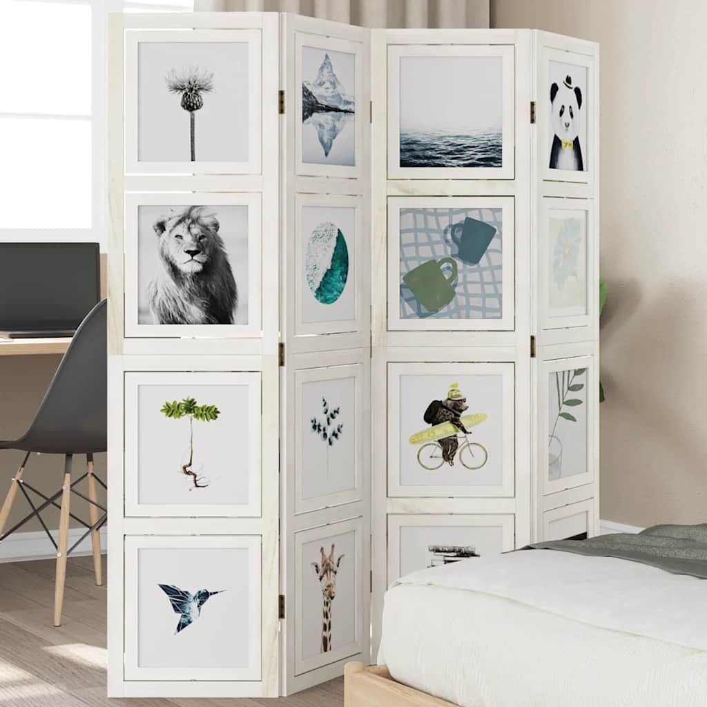 E-shop vidaXL Paraván 4 panely biely masívne drevo paulovnie