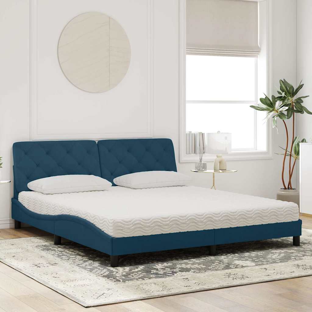 E-shop vidaXL Posteľ s matracom modrý 180x200 cm zamat
