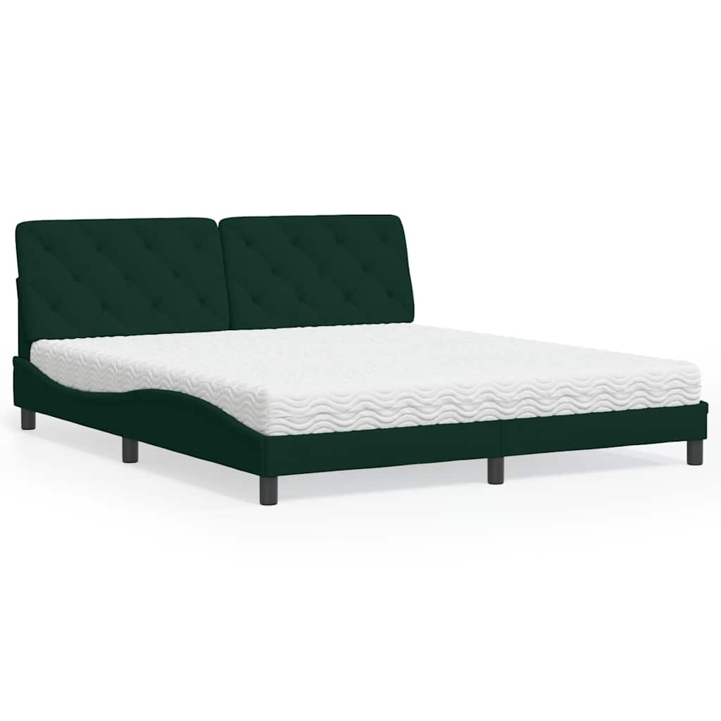 E-shop vidaXL Posteľ s matracom tmavozelený 180x200 cm zamat