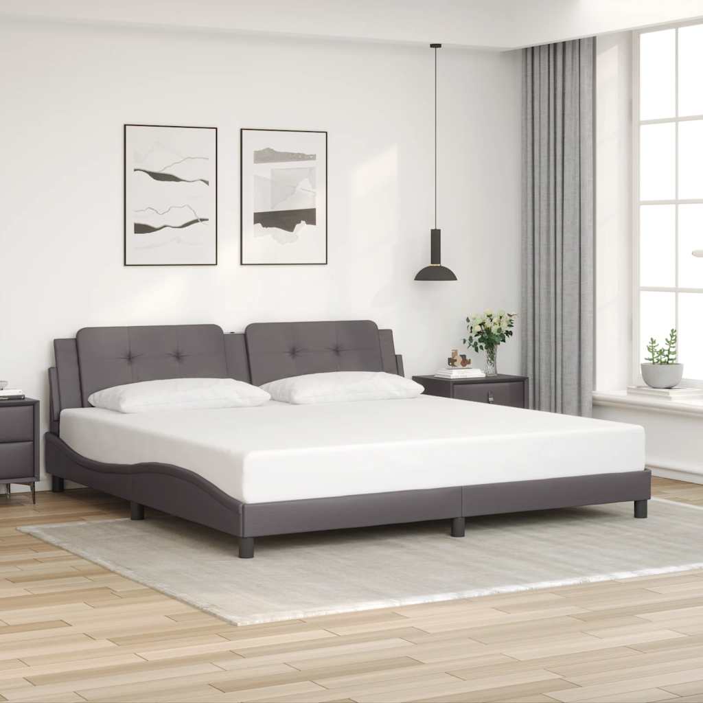 E-shop vidaXL Rám postele bez matraca Zadar sivý 200x200 cm umelá koža