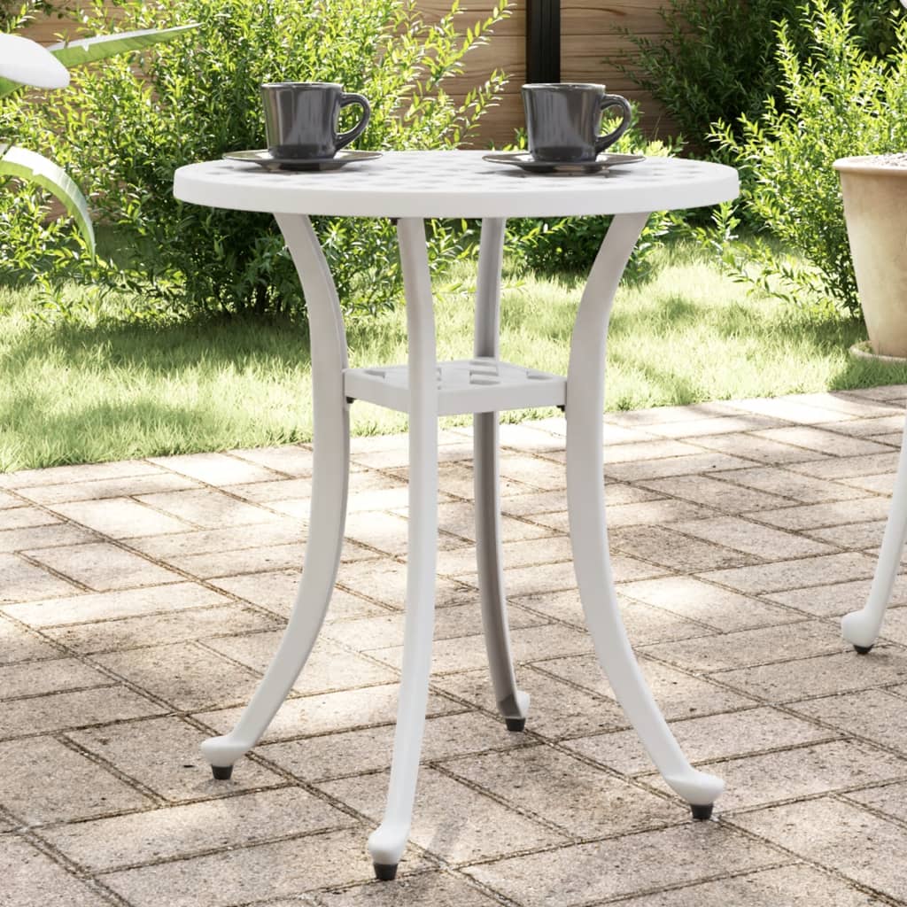 E-shop vidaXL Záhradný stôl biely Ø48x53 cm liaty hliník