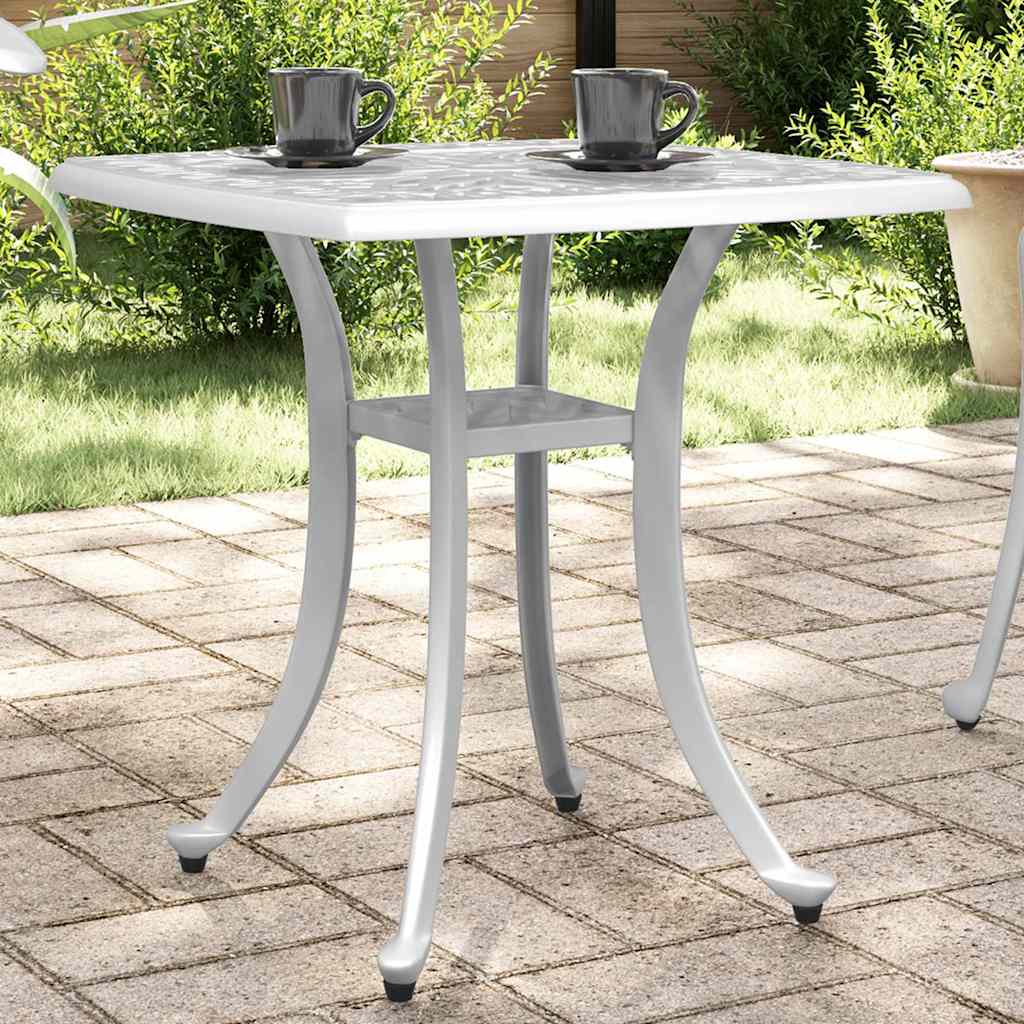 E-shop vidaXL Záhradný stôl biely 53x53x53 cm liaty hliník