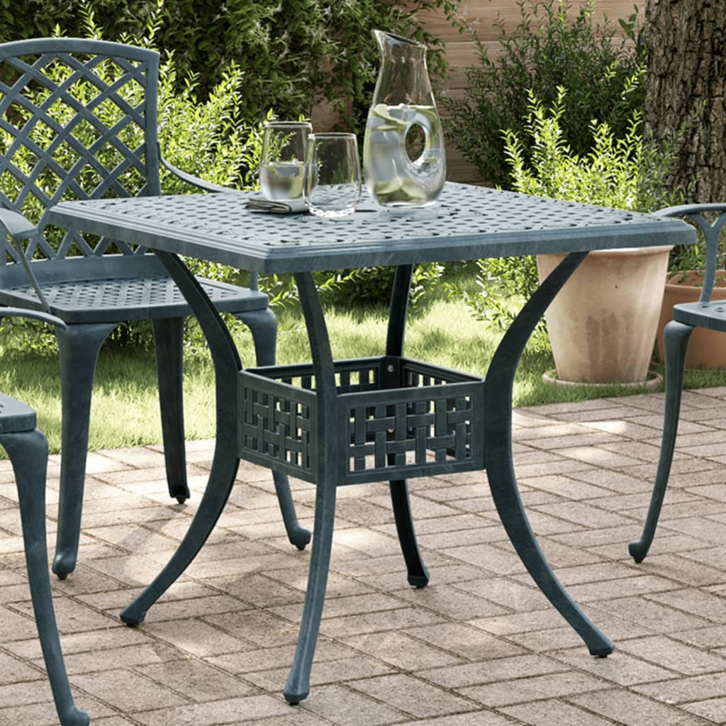 E-shop vidaXL Záhradný stôl zelený 80x80x75 cm liaty hliník