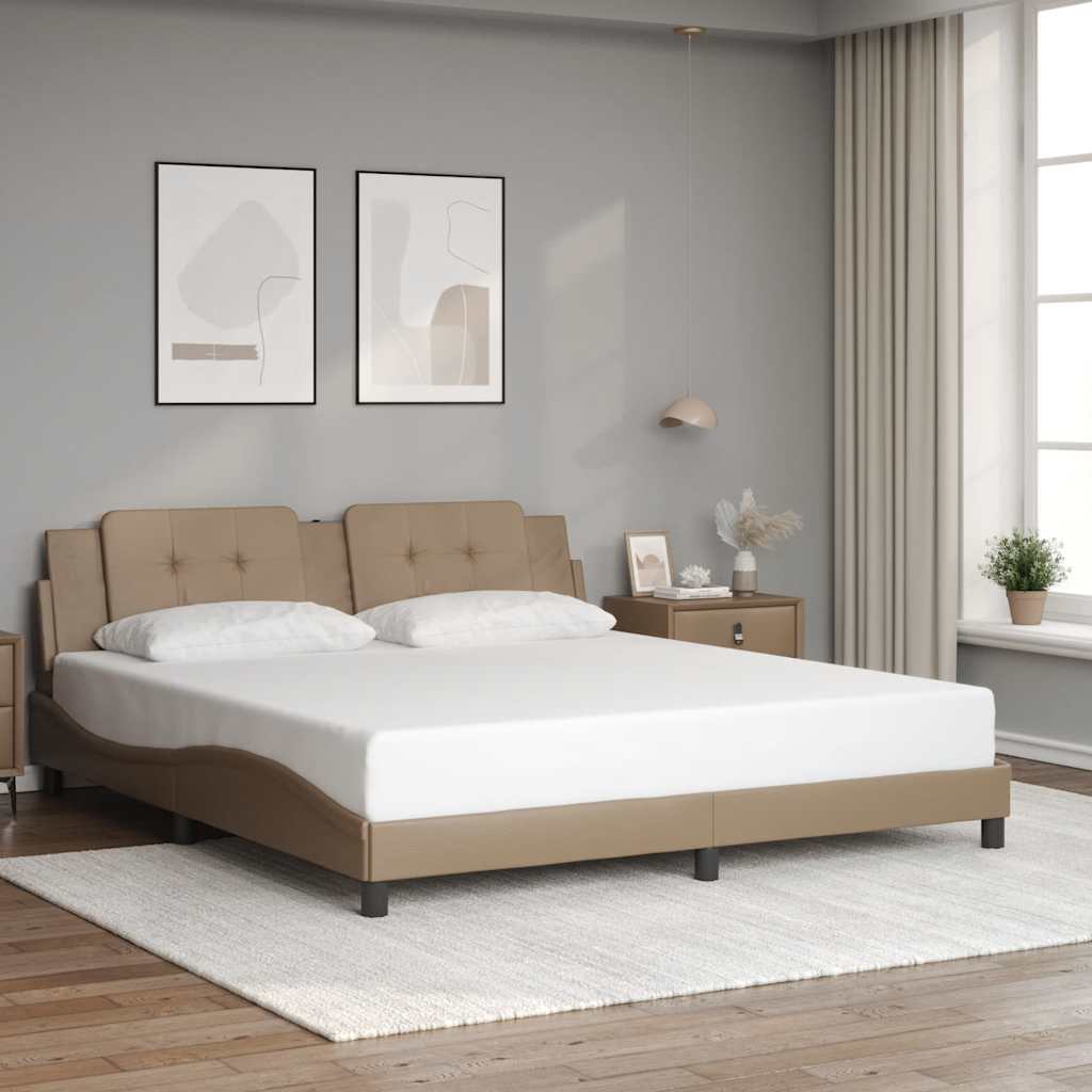E-shop vidaXL Rám postele bez matraca Zadar kapučínový 180x200 cm umelá koža