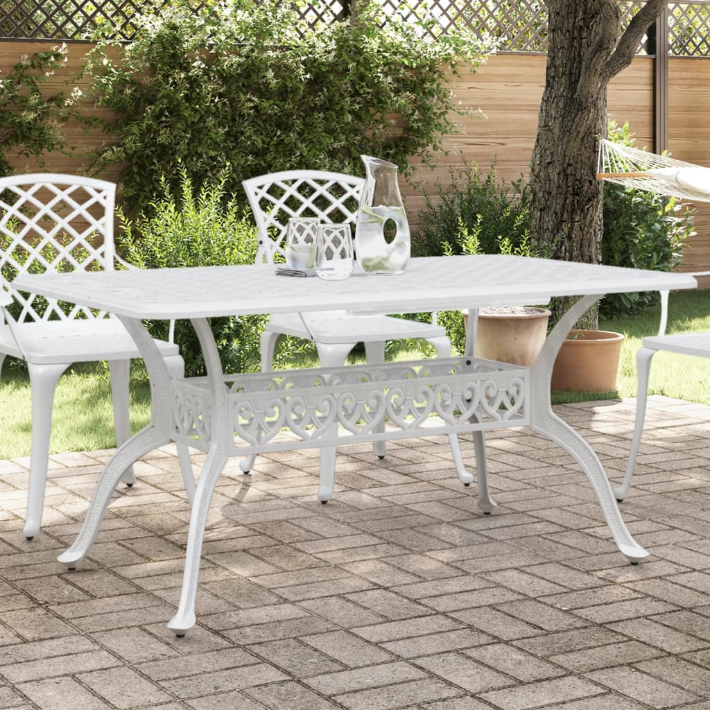 E-shop vidaXL Záhradný stôl biely 150x90x72 cm liaty hliník