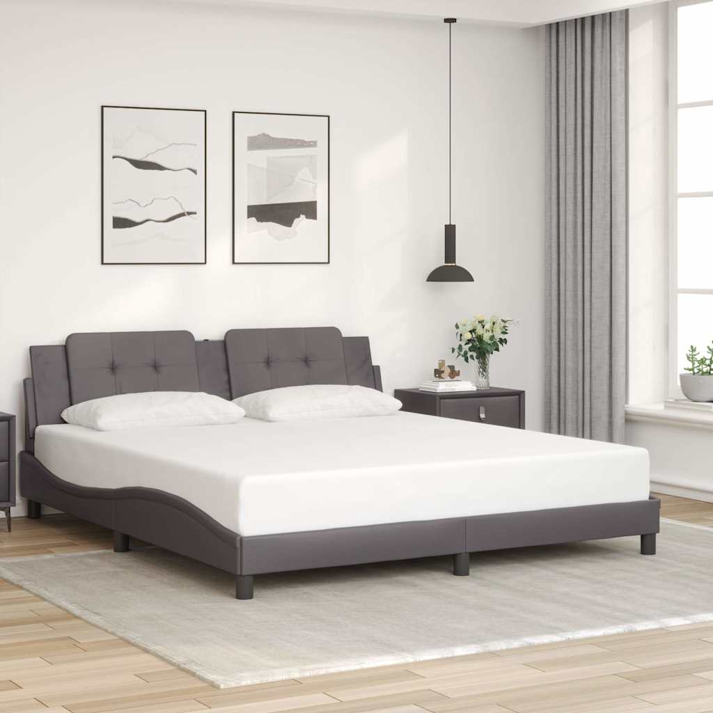 E-shop vidaXL Rám postele bez matraca Zadar sivý 180x200 cm umelá koža