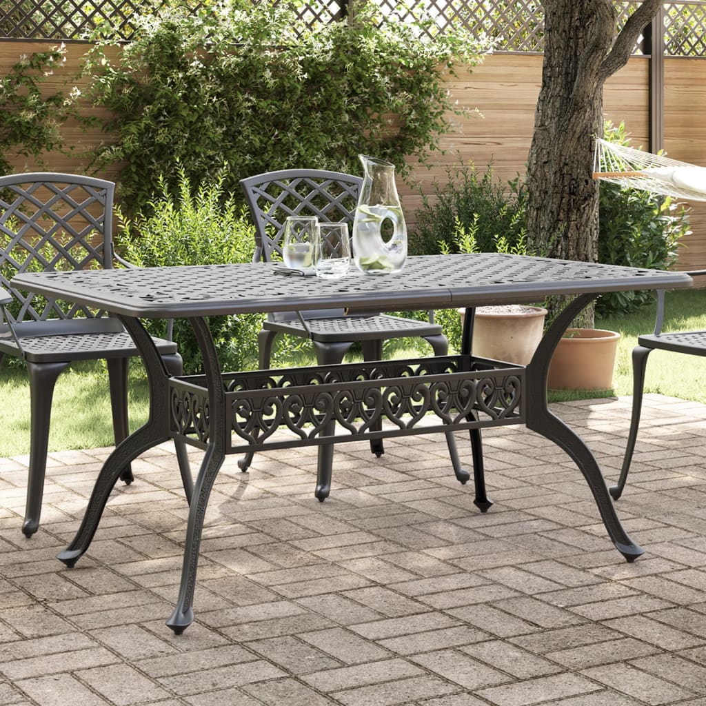E-shop vidaXL Záhradný stôl čierny 150x90x72 cm liaty hliník