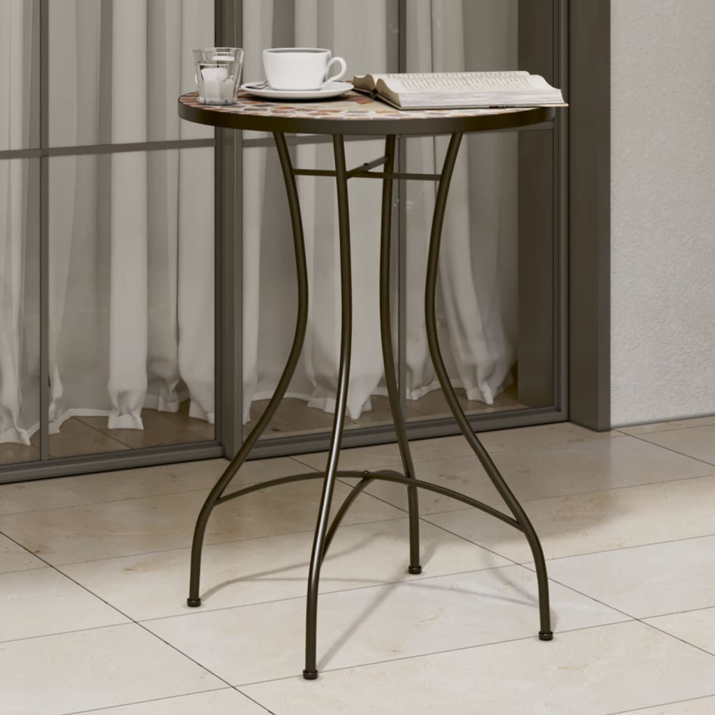 E-shop vidaXL Mozaikový bistro stolík, tehlovo biely Ø50x70 cm, keramika