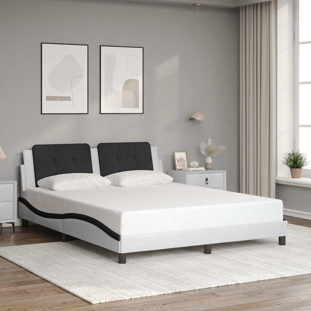 E-shop vidaXL Rám postele bez matraca Zadar bielo-čierny 160x200 cm umelá koža