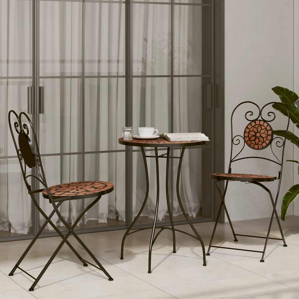 E-shop vidaXL Mozaiková bistro súprava tehlová farba železo a keramika