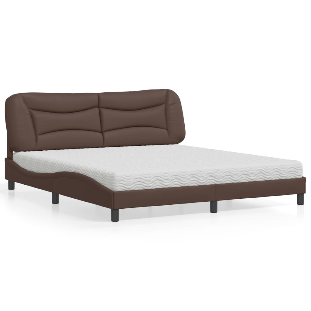 E-shop vidaXL Posteľ s matracom Hvar hnedá 180x200 cm umelá koža