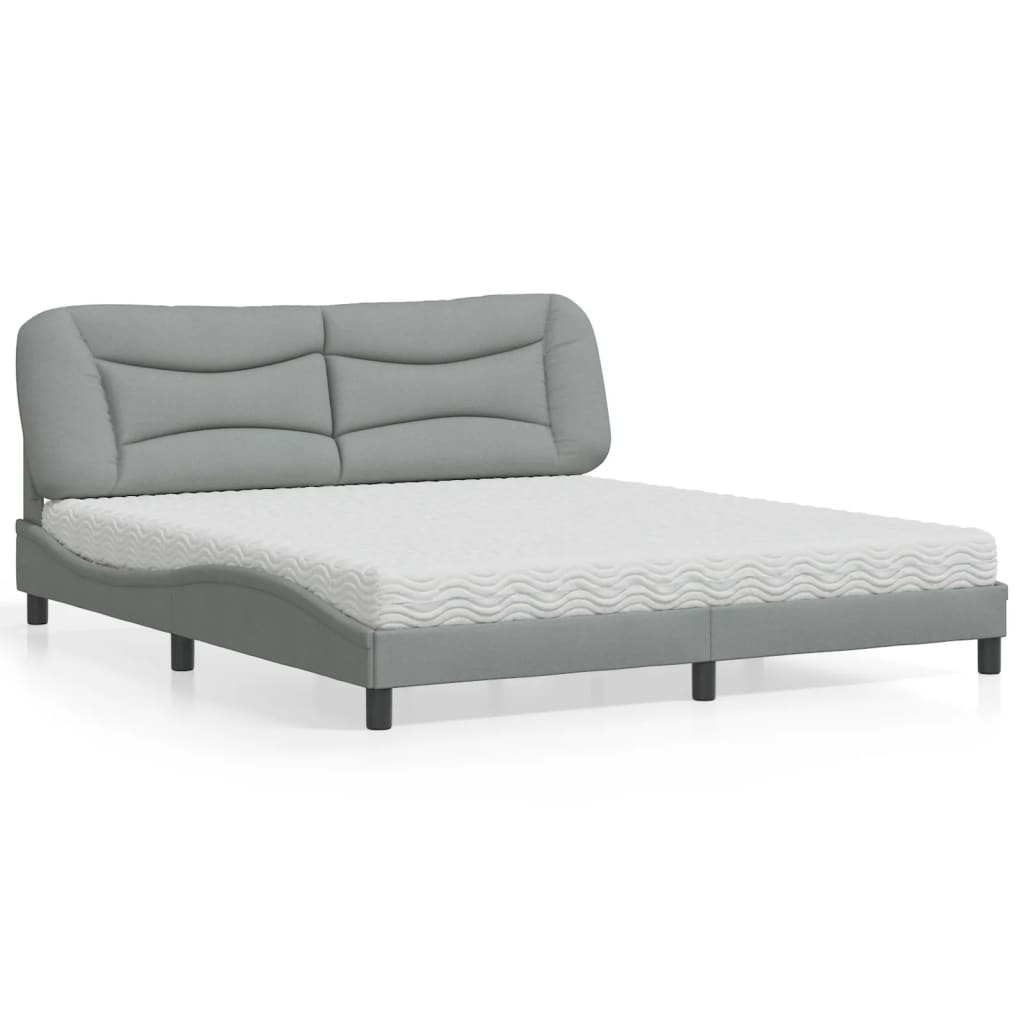 E-shop vidaXL Posteľ s matracom Hvar bledosivá 180x200 cm látka