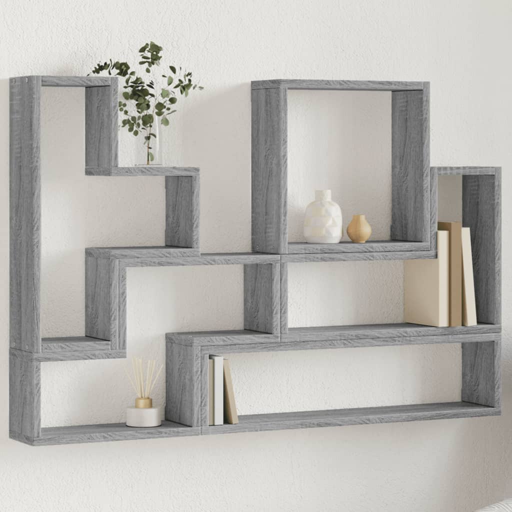 E-shop vidaXL Nástenná polica sivá sonoma 96x12x64 cm kompozitné drevo