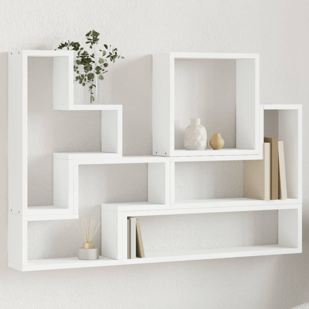 E-shop vidaXL Nástenná polica biela 96x12x64 cm kompozitné drevo