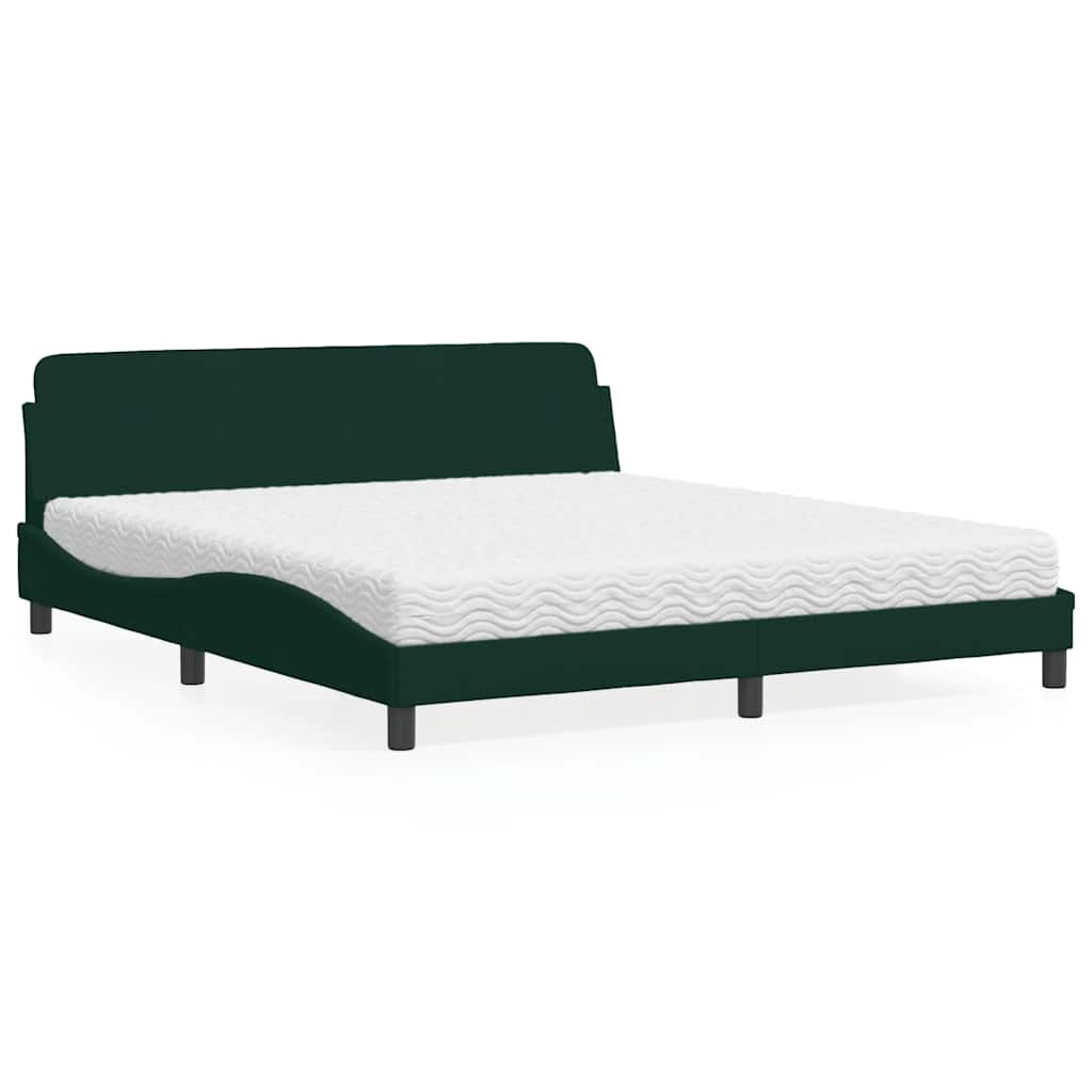 E-shop vidaXL Posteľ s matracom Dover tmavozelený 180x200 cm zamat