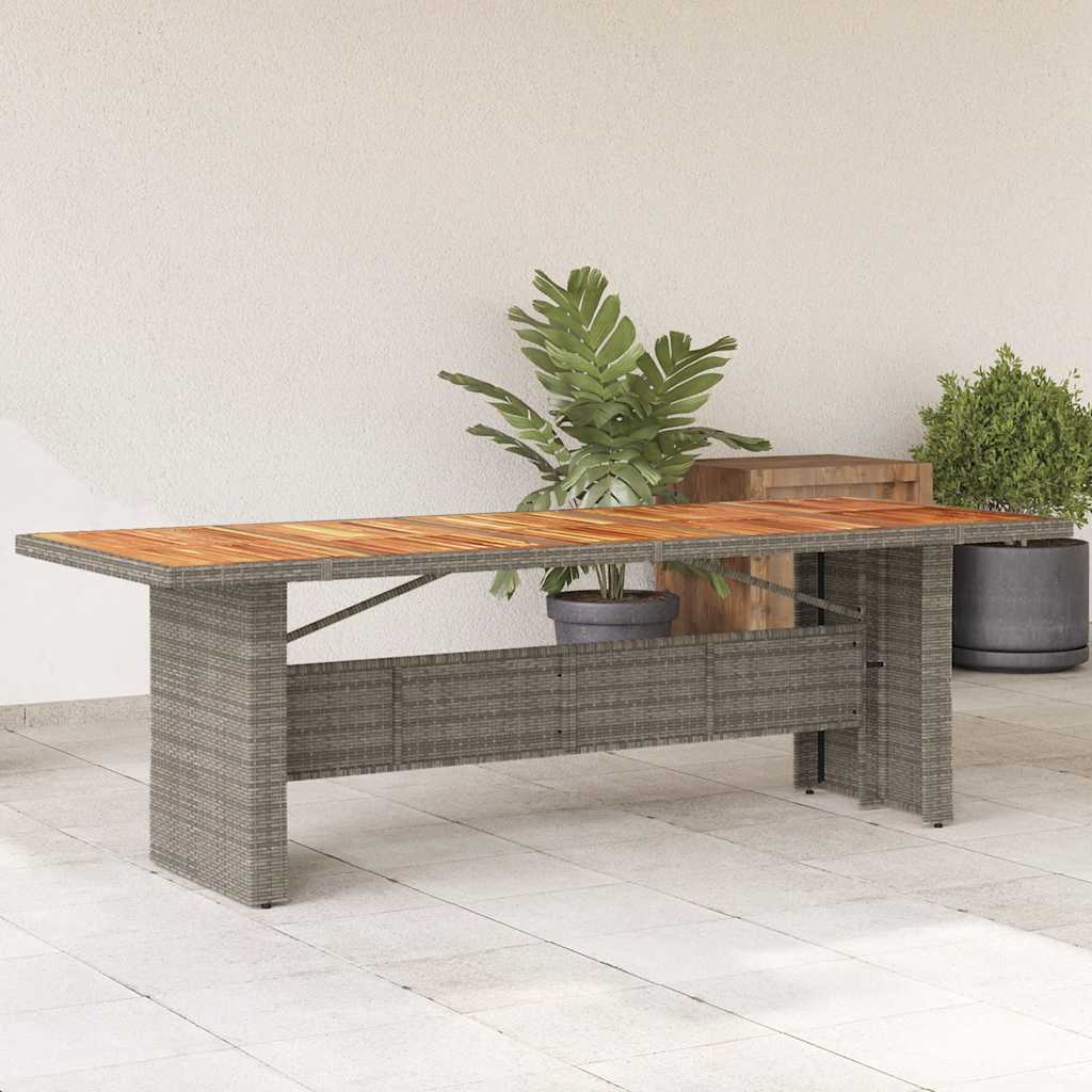E-shop vidaXL Záhradný stôl s akáciovou doskou sivý 240x90x75 cm polyratan