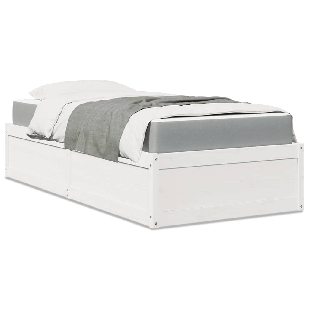 E-shop vidaXL Posteľ s matracom biela 90x190 cm borovicový masív