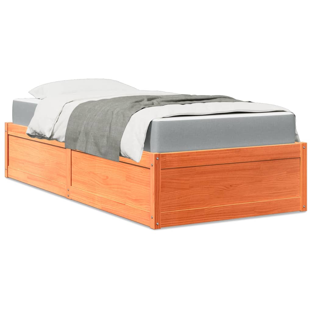 E-shop vidaXL Posteľ s matracom voskovo hnedý 90x190 cm masívna borovica