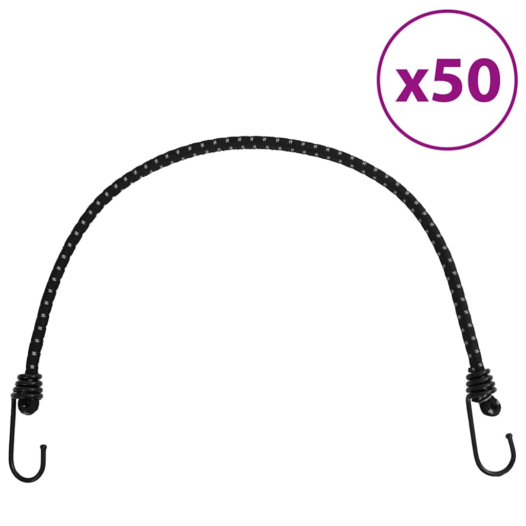 E-shop vidaXL Bungee šnúry s reflexnými pásikmi a háčikmi 50 ks 59 cm