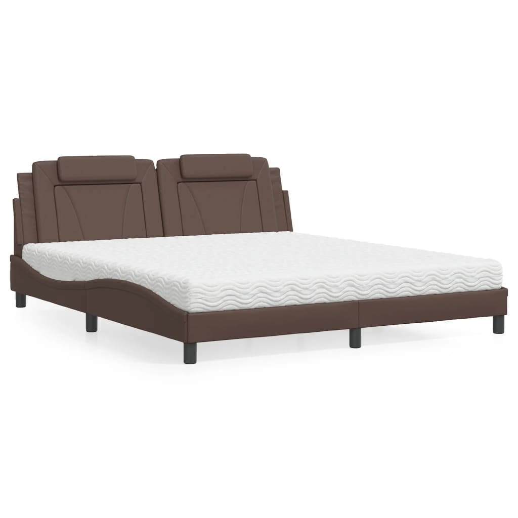 E-shop vidaXL Posteľ Viana s matracom hnedá 180x200 cm umelá koža