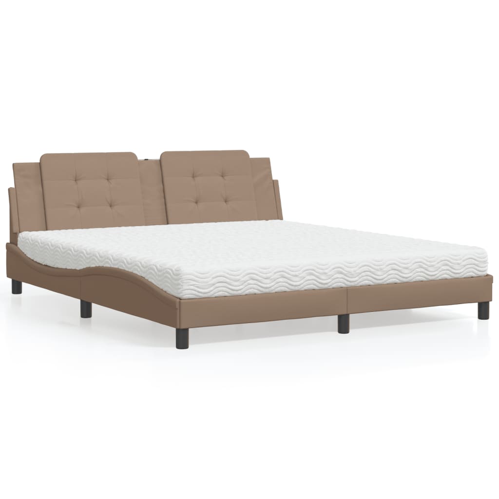 E-shop vidaXL Posteľ s matracom Zadar kapučínová 180x200 cm umelá koža