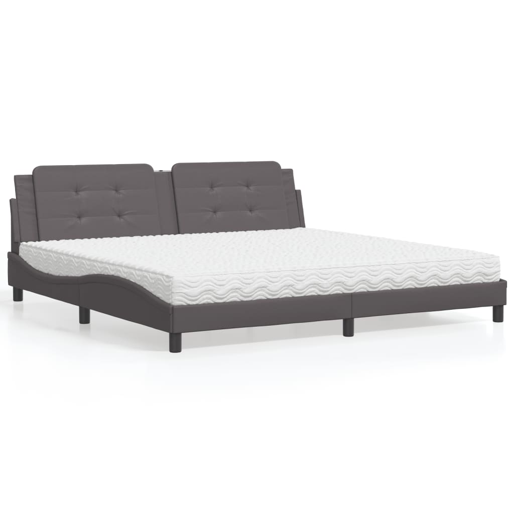 E-shop vidaXL Posteľ s matracom Zadar sivá 200x200 cm umelá koža