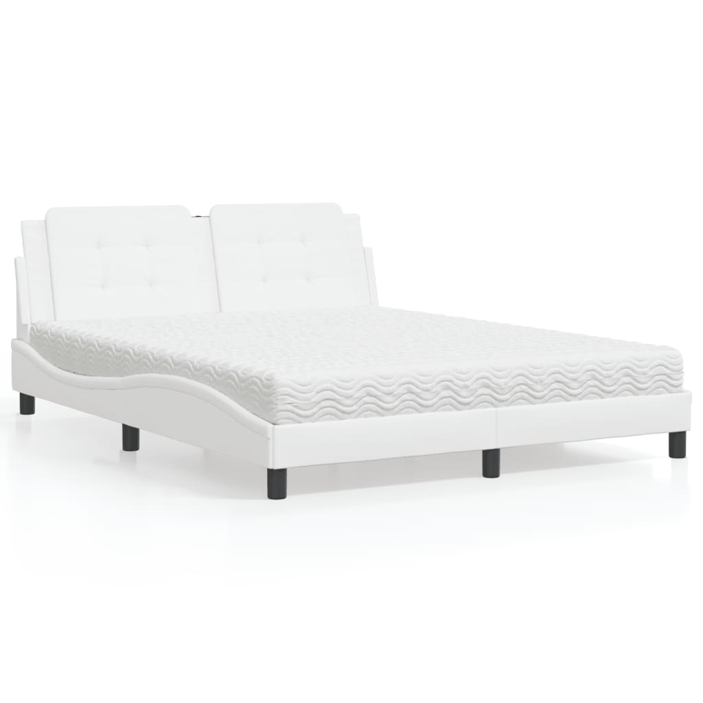 E-shop vidaXL Posteľ s matracom Zadar biela 160x200 cm umelá koža