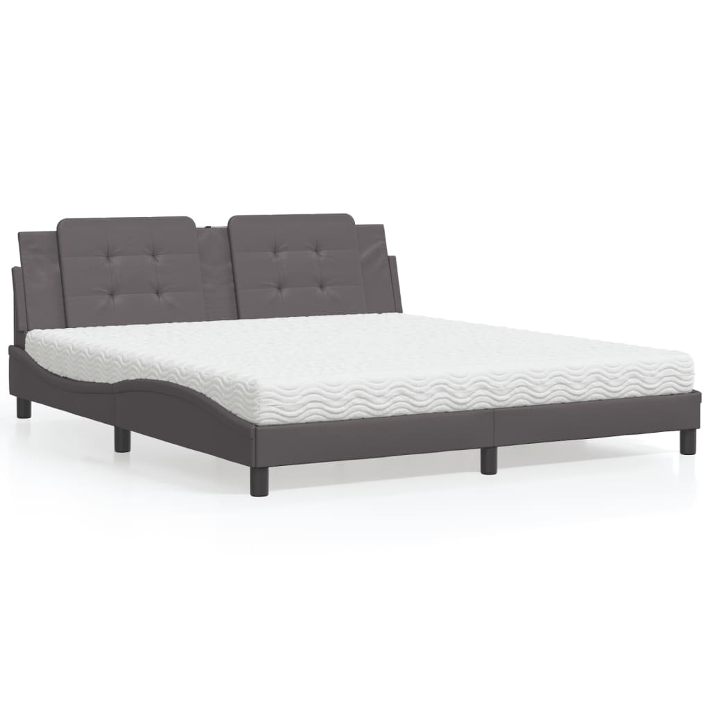 E-shop vidaXL Posteľ s matracom Zadar sivá 180x200 cm umelá koža