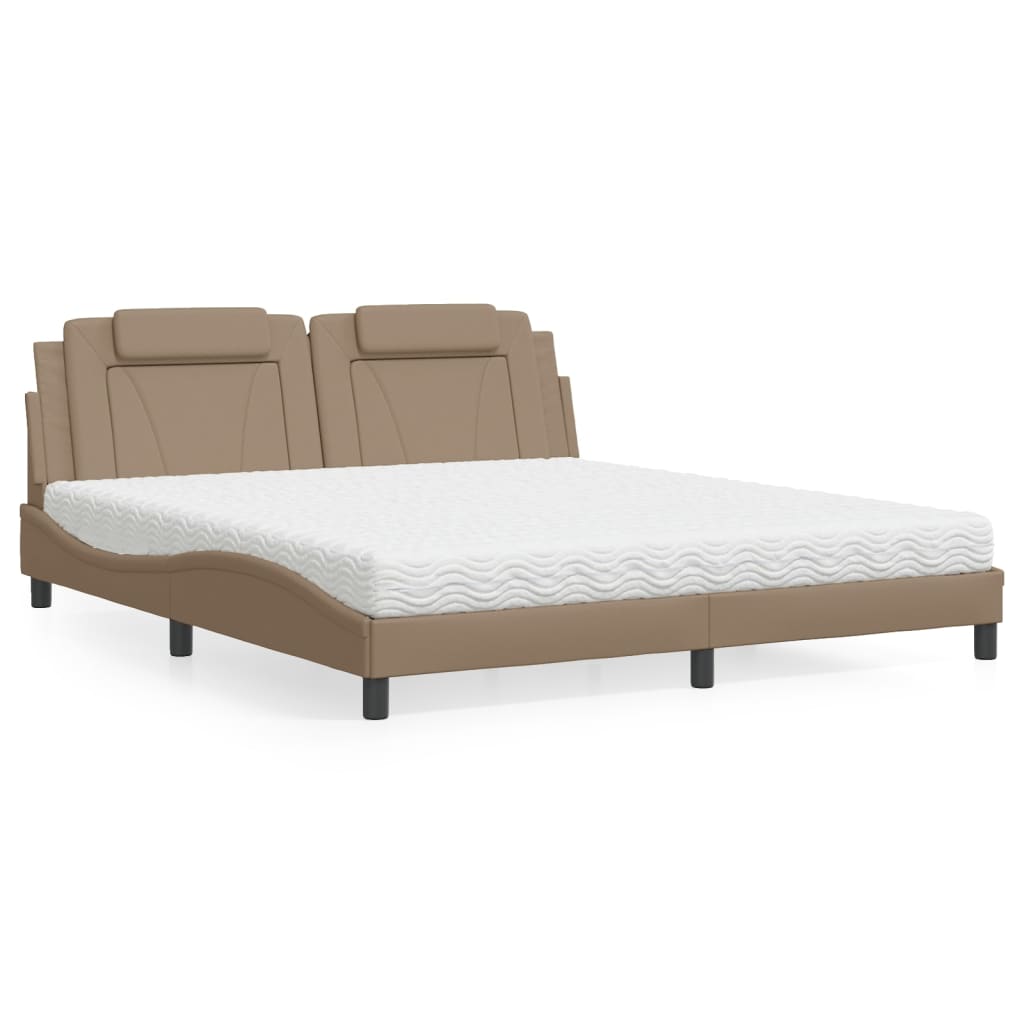 E-shop vidaXL Posteľ Viana s matracom kapučínová 180x200 cm umelá koža