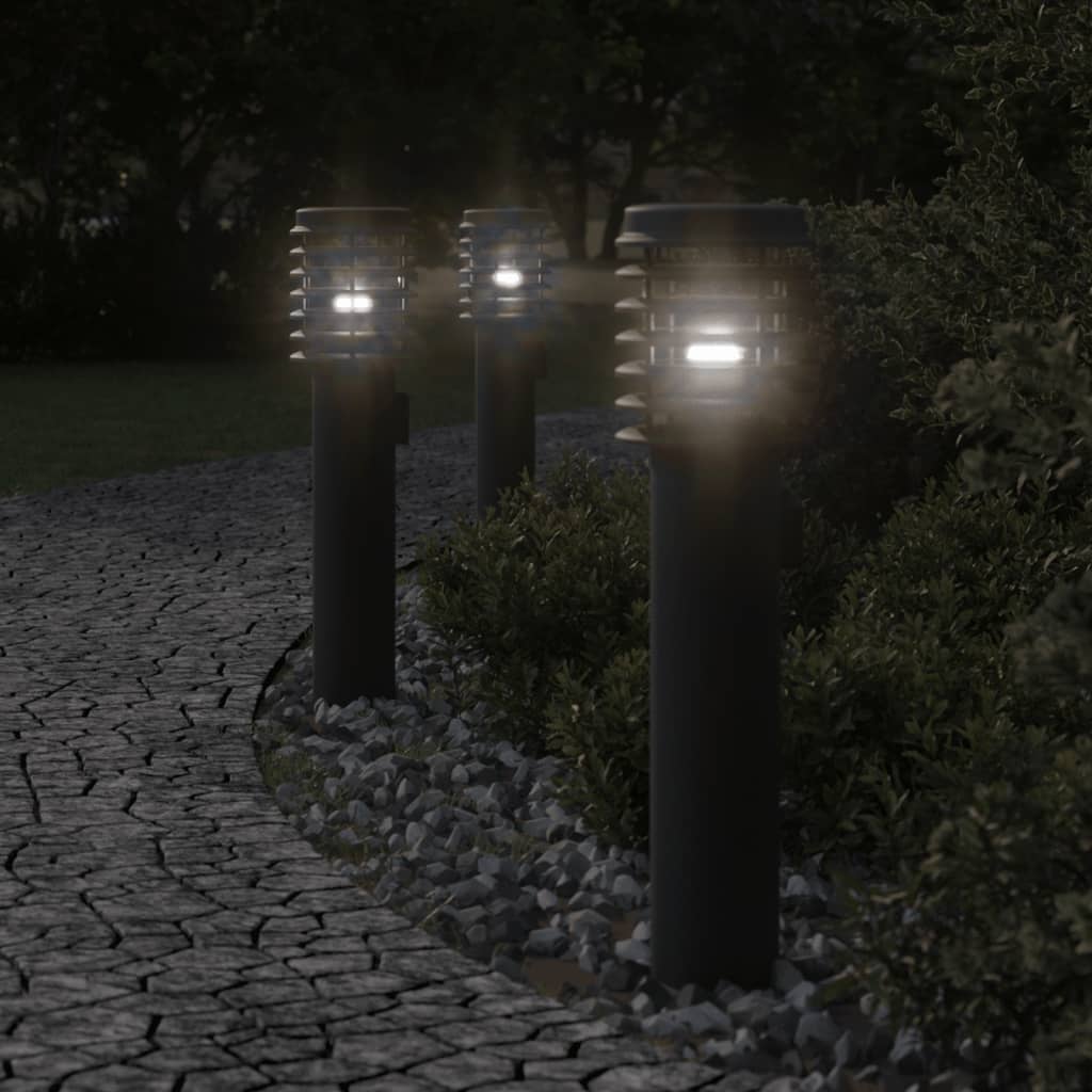 E-shop vidaXL Vonkajšia stojaca lampa zásuvka čierna 60 cm nehrdzavejúca oceľ