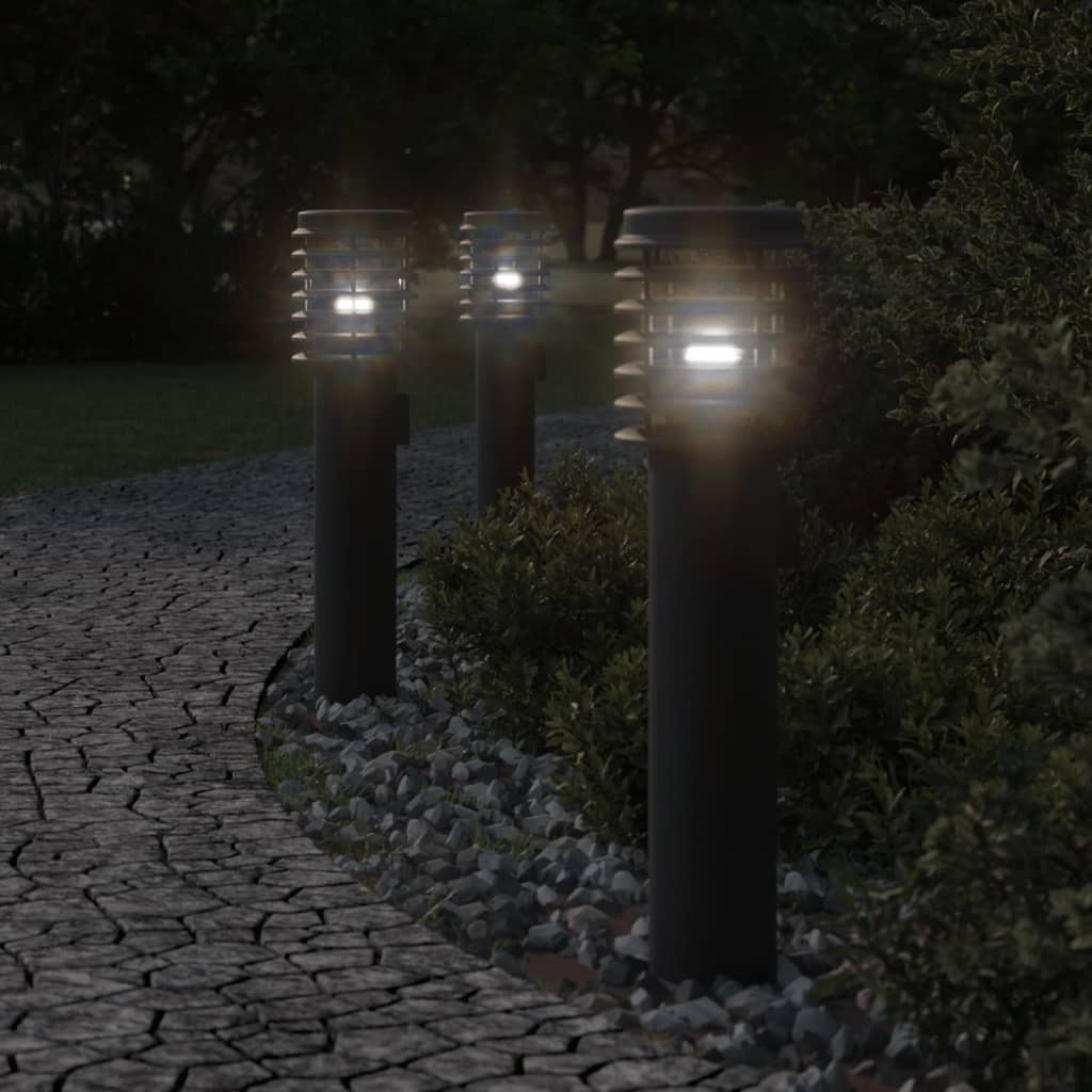 E-shop vidaXL Vonkajšie stojace lampy 3 ks čierne 60 cm nehrdzavejúca oceľ