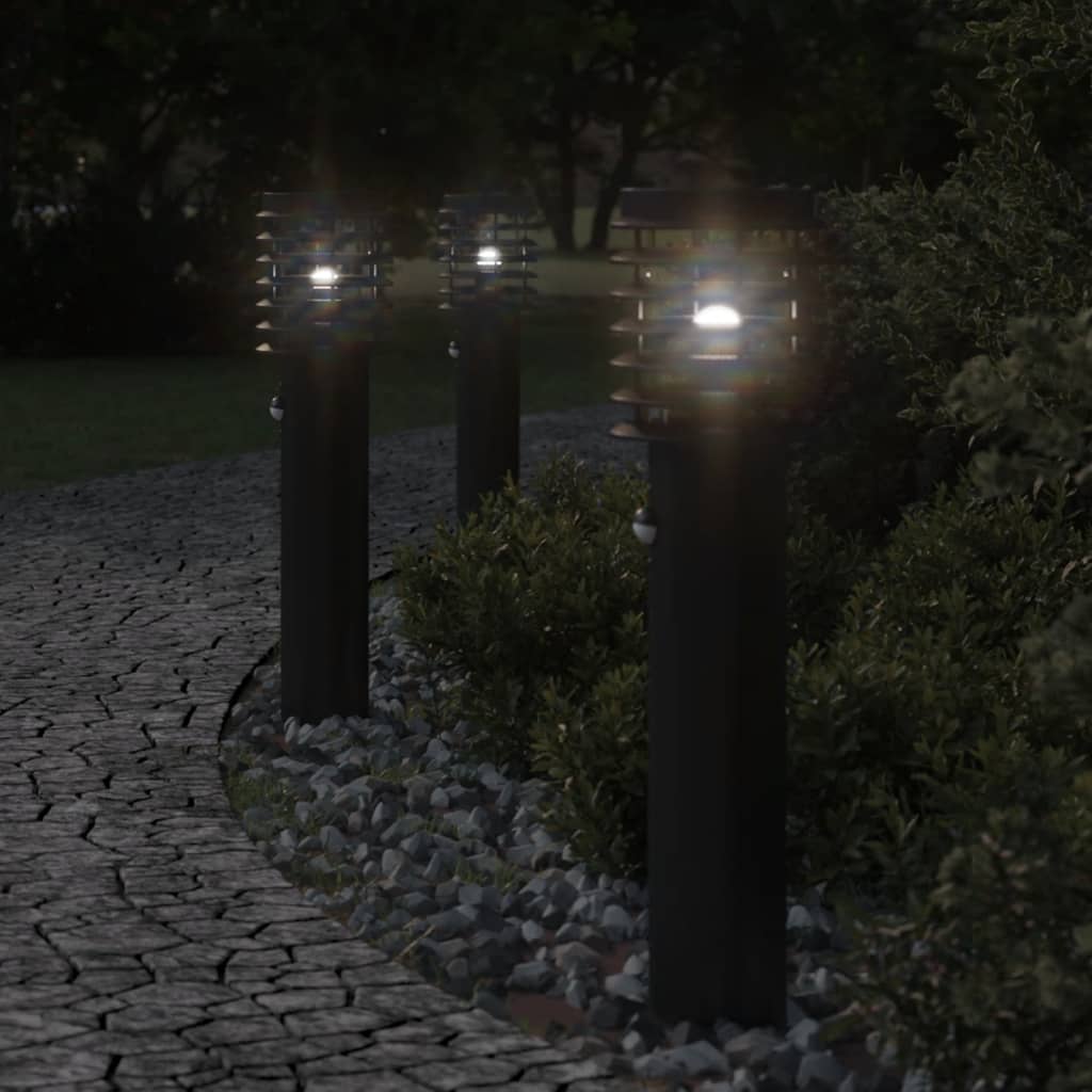 E-shop vidaXL Vonkajšia stojaca lampa senzor čierna 60 cm nehrdzavejúca oceľ