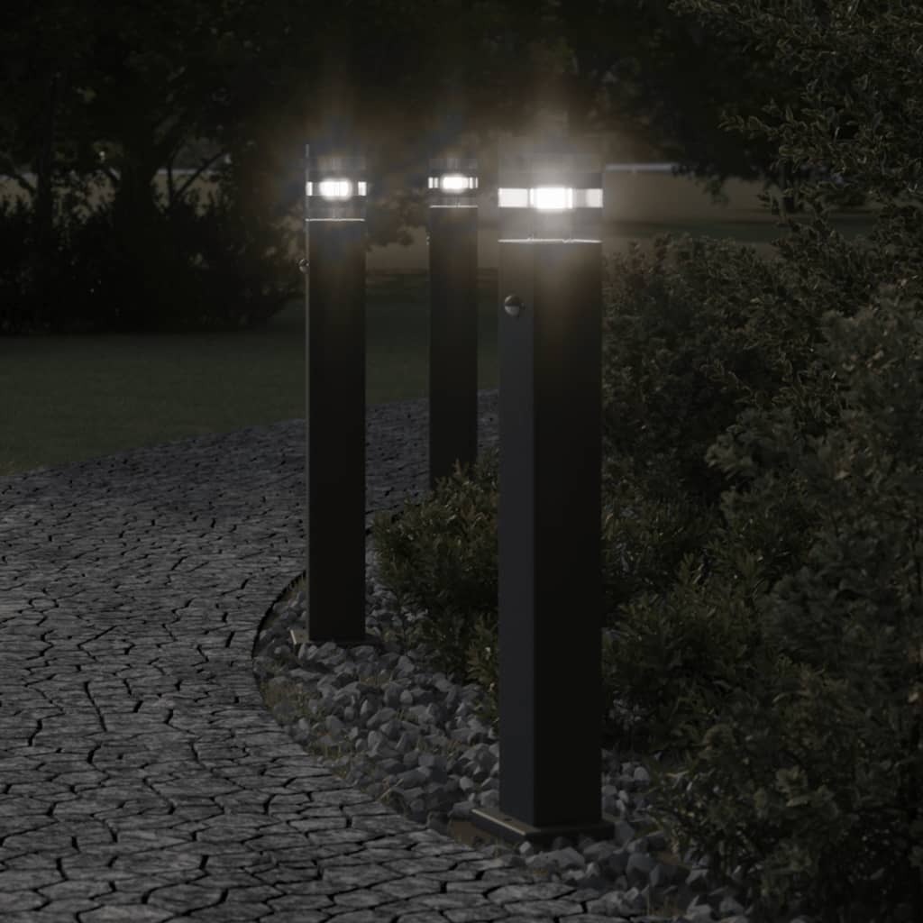 E-shop vidaXL Vonkajšia stojaca lampa so senzorom čierna 80 cm hliník
