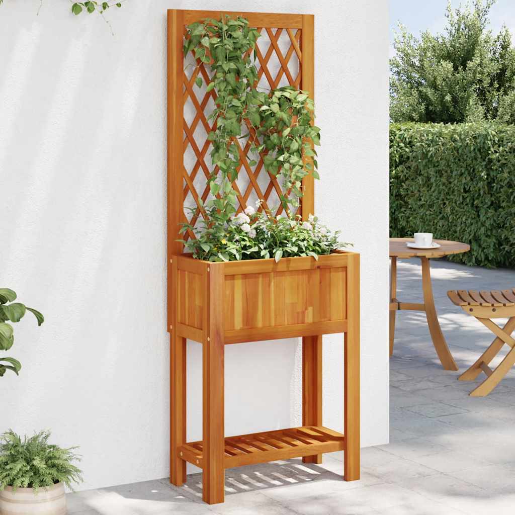 E-shop vidaXL Kvetináč s mriežkou a policou 55x29,5x152 cm akáciový masív