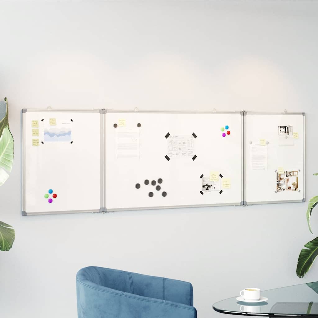 E-shop vidaXL Magnetická biela tabuľa skladacia 160x50x1,7 cm hliník