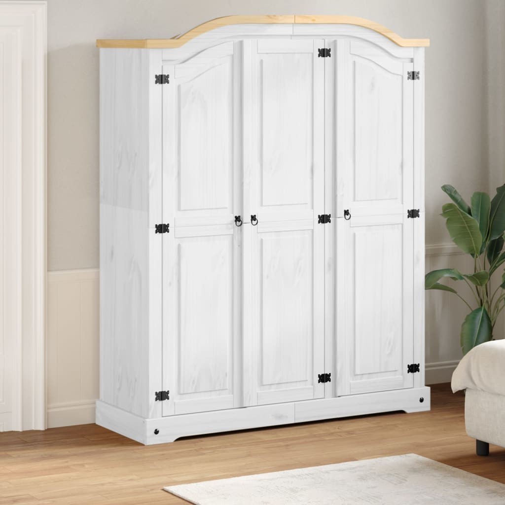 E-shop vidaXL Šatník Corona biely 151,5x52x186 cm borovicový masív