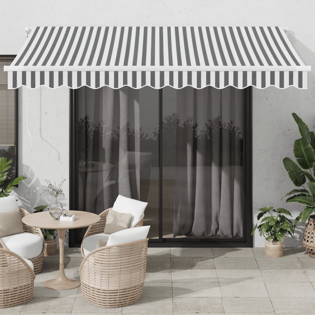 E-shop vidaXL Ručne zaťahovacia markíza s LED antracit a biela 350x250 cm