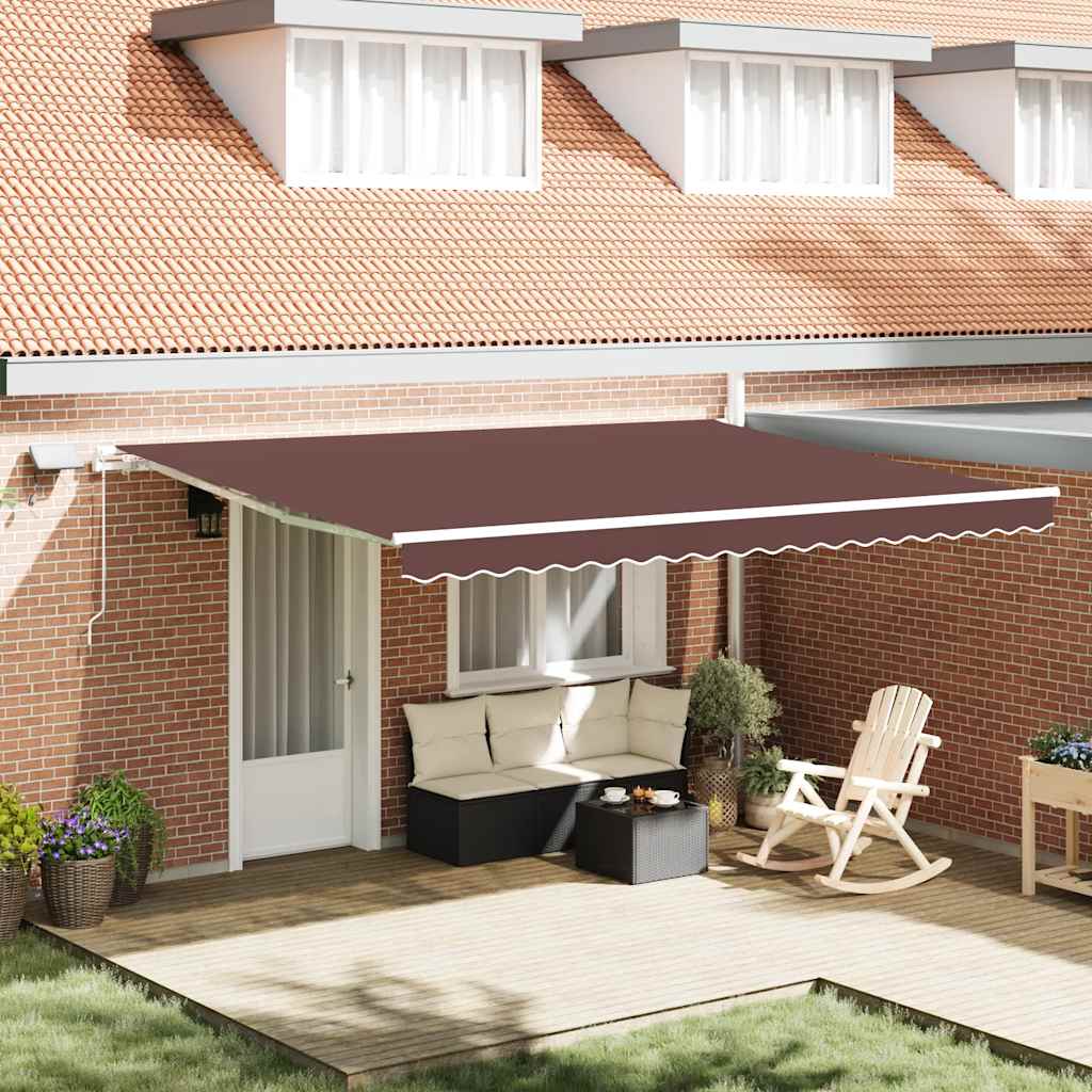 E-shop vidaXL Ručne zaťahovacia markíza s LED hnedá 450x300 cm