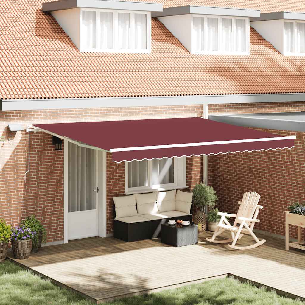 E-shop vidaXL Ručne zaťahovacia markíza s LED vínová 450x300 cm